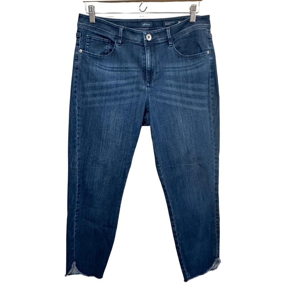 J.Jill Denim Slim Ankle Jeans Womens 10 Blue‎ Authentic Fit Raw Hem Casual Denim